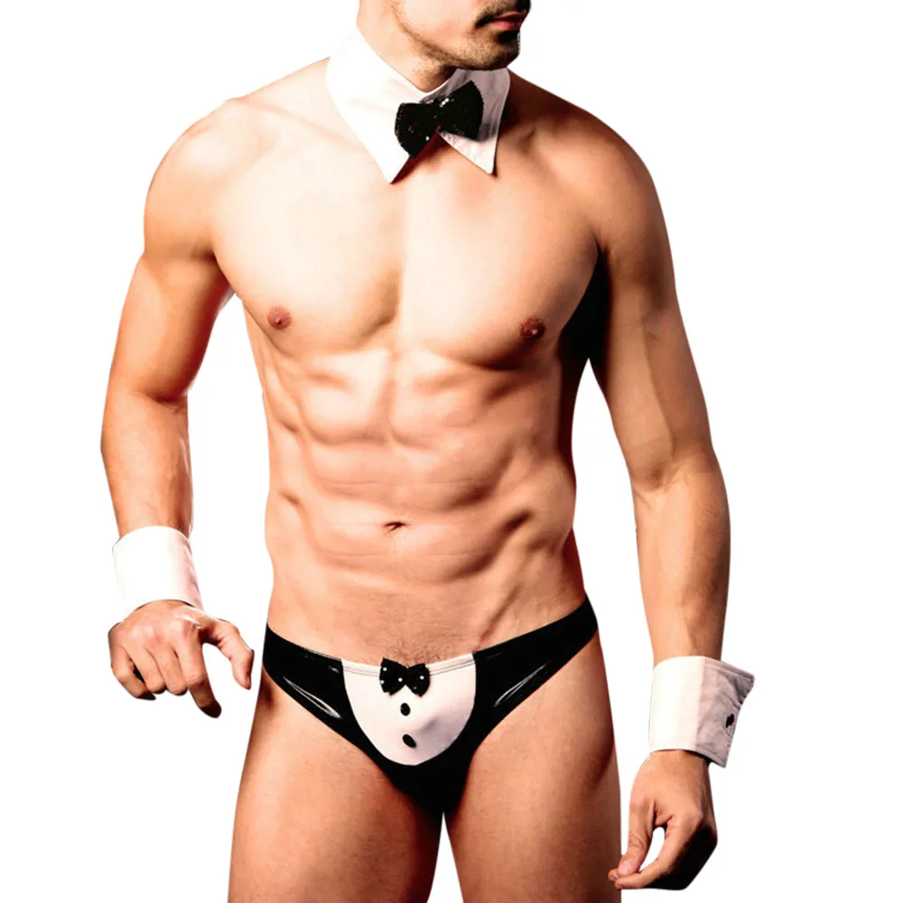 Костюм мужской для косплея официанта пикантное нижнее белье смокинг с открытой