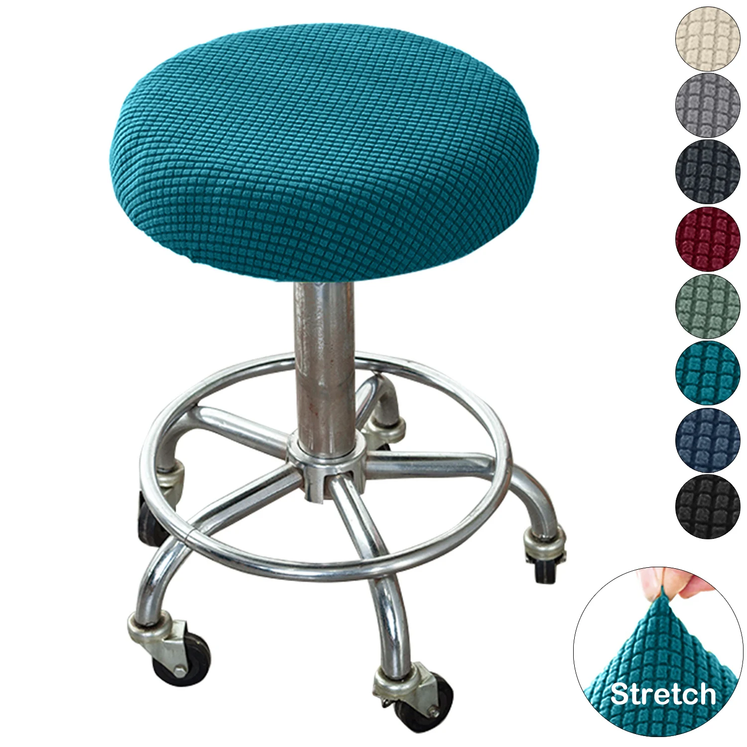 

1/2 Pcs Solid chair cover Spandex Elastic Bar Stool Chair Cover Stretch Armless Slipcover Pub Jacquard Round Cushion Chair Case