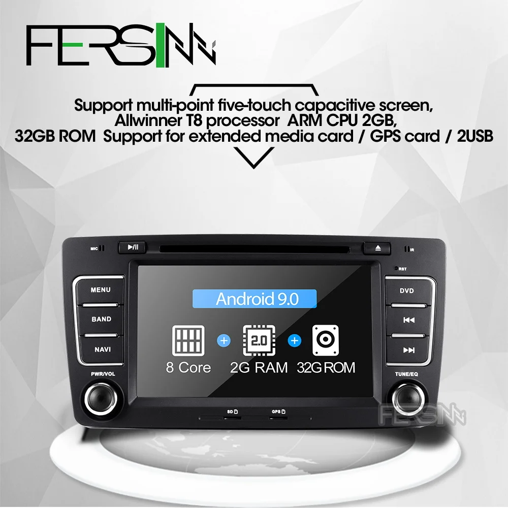 Автомагнитола Fersinny с gps навигацией android 9 0 T8 для Skoda Octavia 2009 2010 2011 2012
