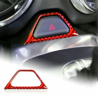 carbon fiber warning light button cover trim red for chevrolet camaro 2016 2019 car accessories interior moulding decoration