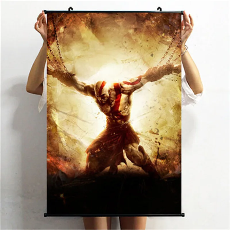 90X60CM God of War Kratos плакат декоративной живописи ткань прокрутки живопись спальня настенные вешалки фигурка модель X2307 - Цвет: 90X60CM