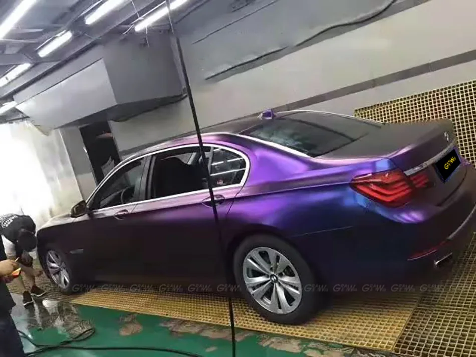 Сатиновая цветная синяя/фиолетовая виниловая пленка Сменное покрытие фольга