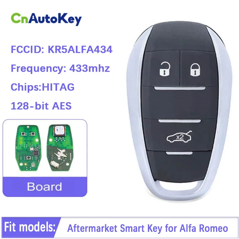 

CN092001 FCCID KR5ALFA434 умный пульт дистанционного управления автомобильным ключом для Alfa Romeo 434MHz 3 Butto Trasnponder HITAG 128-bit AES