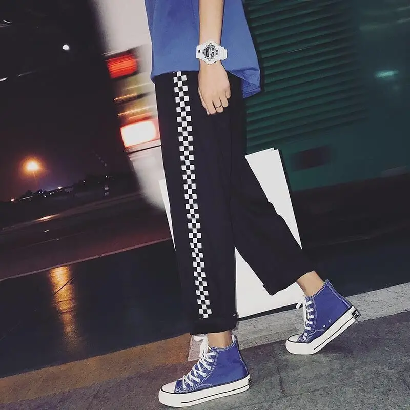 Брюки женские мужские летние в стиле ретро прямые повседневные свободные хип-хоп