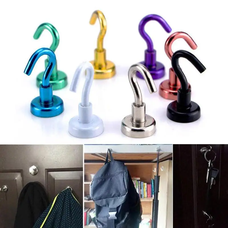 

2PCS New Household Magnetic Hooks Magnet Holder Strongest Magnetic Neodymium Hanging Earth Holder Hook Rare P8W4