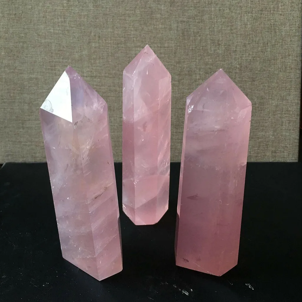 1PCs Natural Rock Pink Rose Quartz Crystal Wand Point Healing Mineral Stone Collection DIY Home Decor Hexagonal Treatment Stones | Дом и сад
