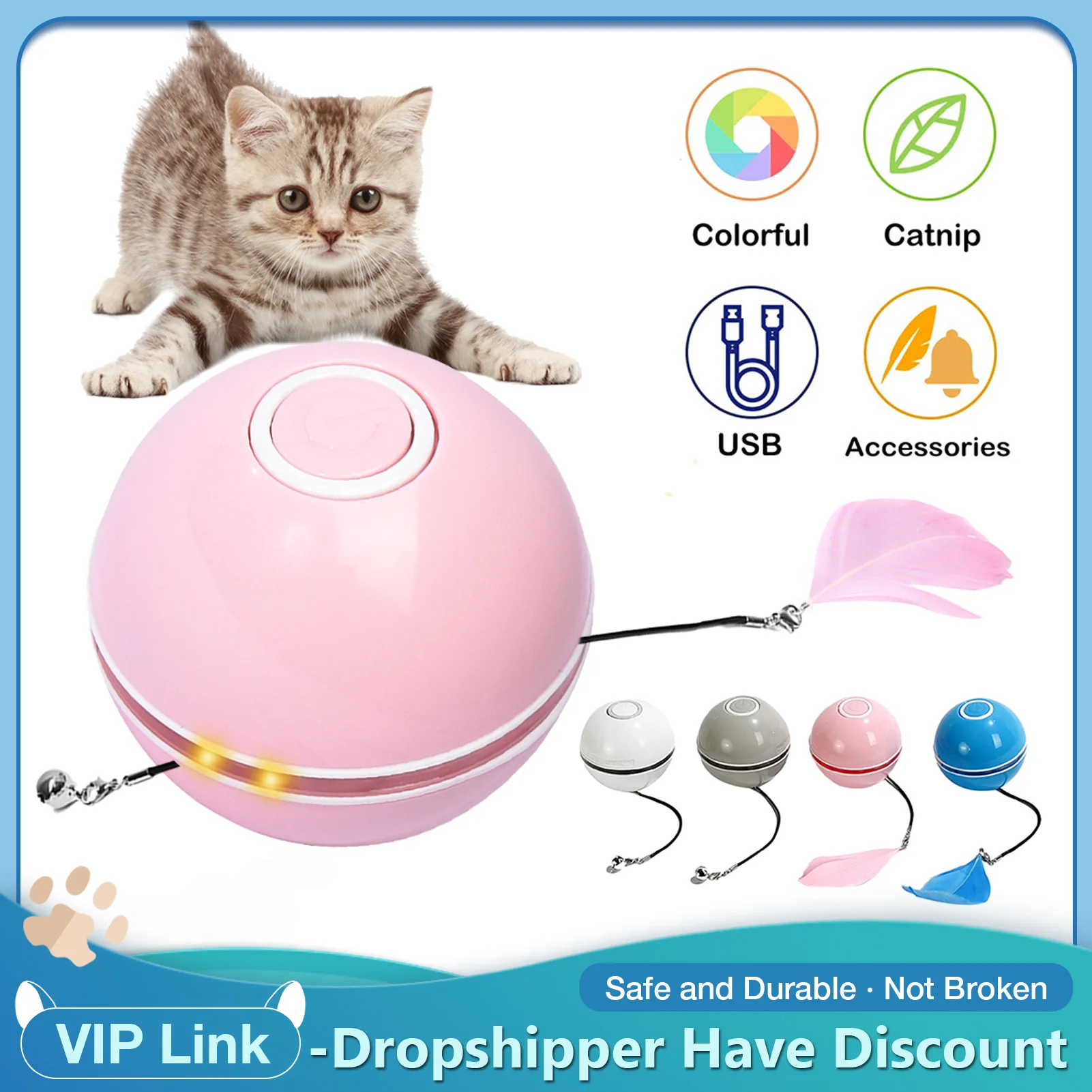 Цветная светодиодная умная электрическая игрушка для кота волшебный роликовый