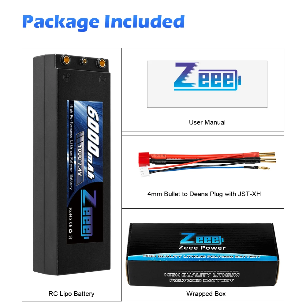 Zeee Lipo аккумулятор 6000mAh 7,4 V 100C 2S Lipo RC автомобильный аккумулятор с Deans T Plug 2S RC Lipo аккумулятор для автомобиля лодки грузовика Truggy багги