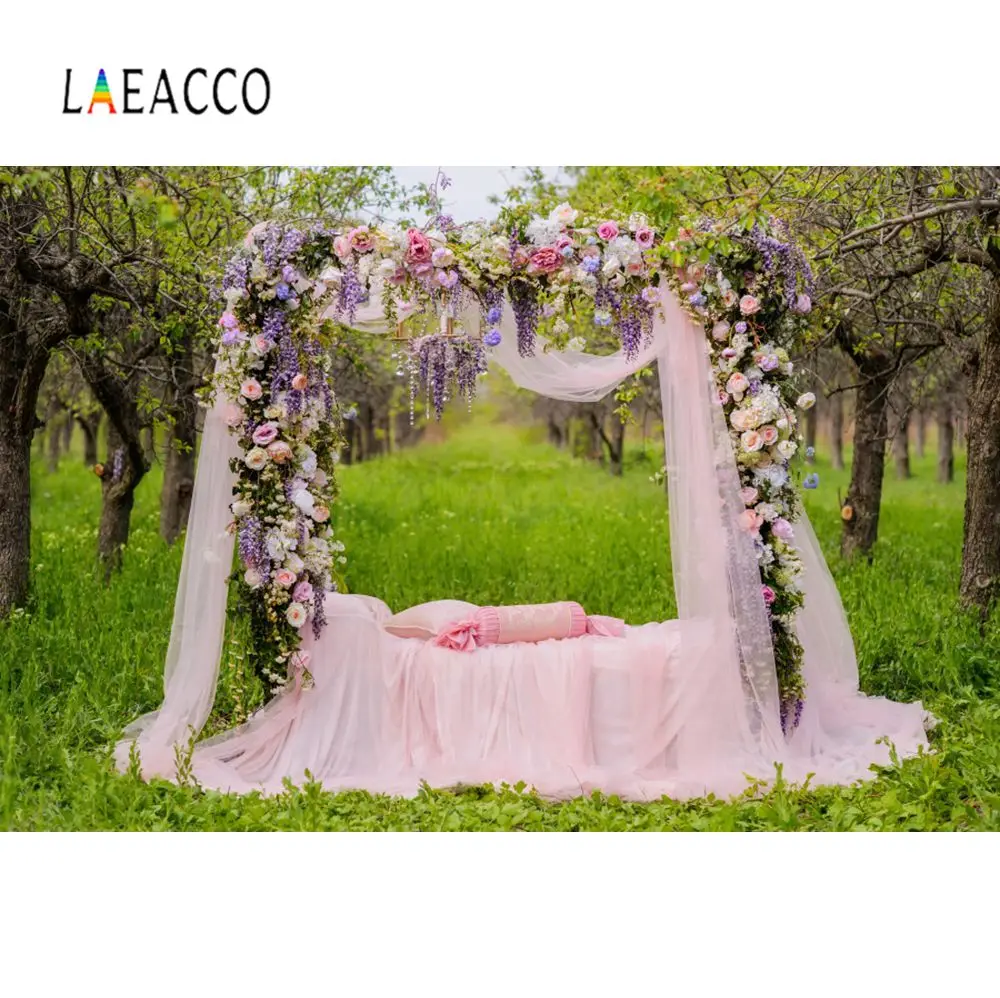 Laeacco фото фон Свадебный Цветочный венок вечерние занавес любовь портрет