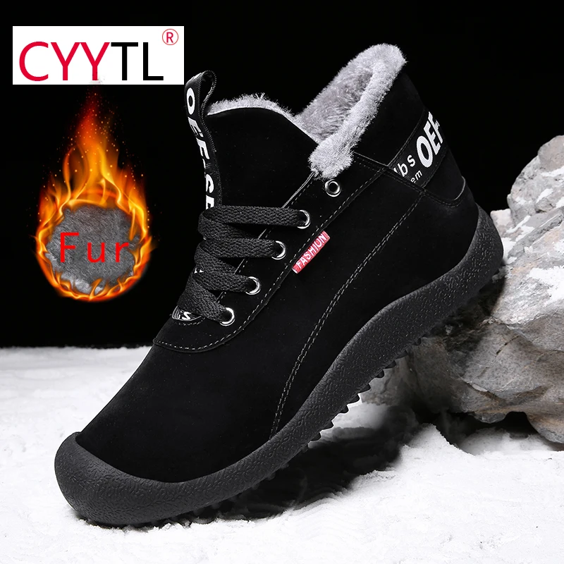 

CYYTL New Fashion Men's Boots Winter Snow Waterproof Keep Warm Ankle Shoes Comfortable Non-slip Short Fur Lined Work Booties