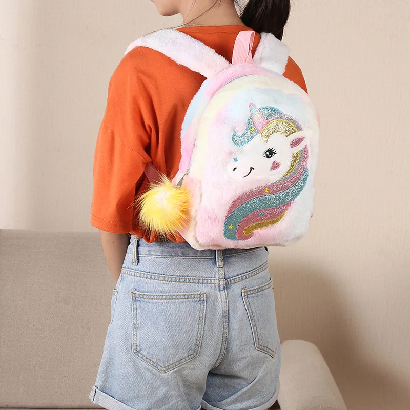 Kid Toy Doll Backpack in Kindergarten Girl Plush Mini Unicorn School Backpack Cartoon Children Bag Primary Kids Gift Book Bag
