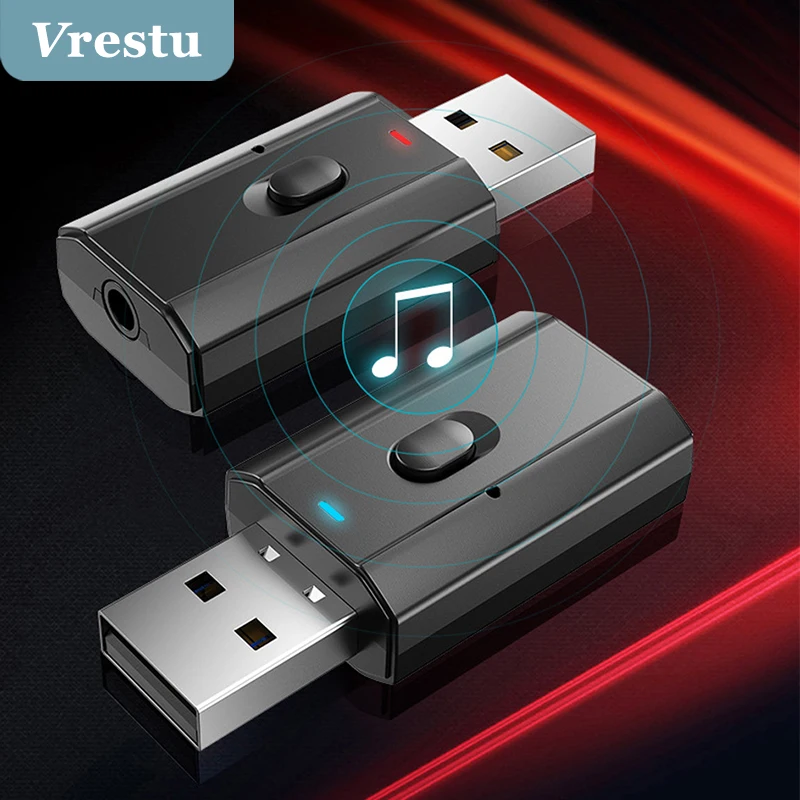 

Portable Wireless V5.0 Audio Receiver Transmitter Mini 3.5mm Jack AUX USB Stereo Music Calling 2 in 1 Wireless Adapter Receiver