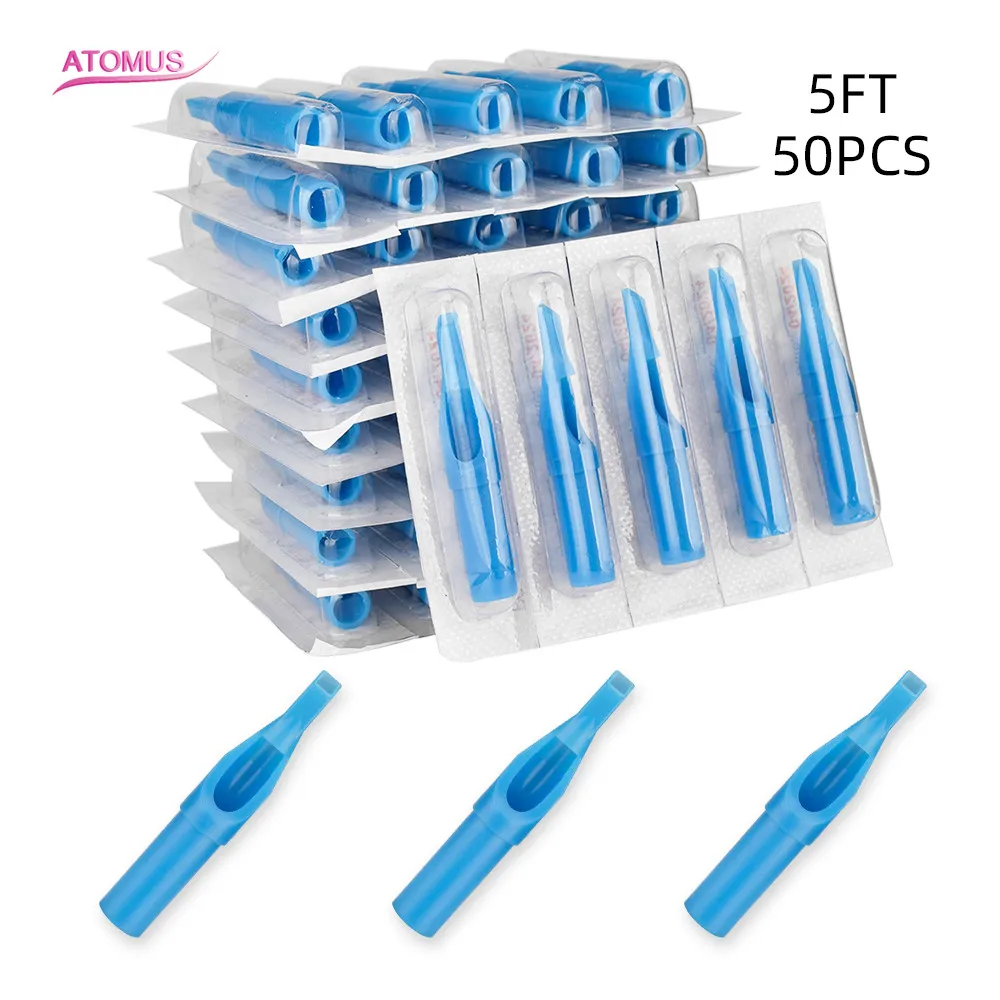 

50pcs 5ft Disposable Tattoo Tips Nozzle Needle Cap 5 Desechables Tatoo Accessories Puntas Para Tatuajes Tube Tip