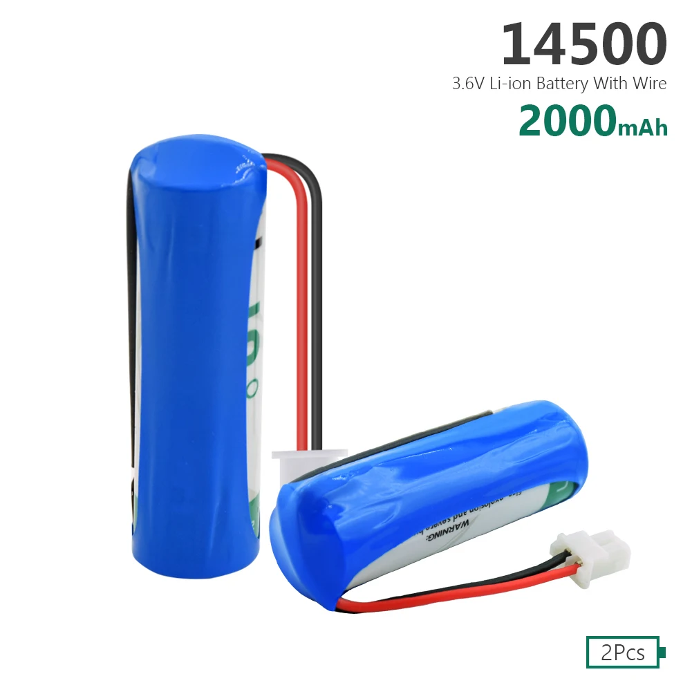 2шт Высокое качество 3 6 V ER14505 14500 2000mAh LS14500 Li SOCl2 литиевая батарея PLC медицинское