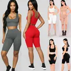 Женский бюстгальтер для йоги, леггинсы для фитнеса, тренировок в тренажерном зале, спортивный короткий топ, бюстгальтер, брюки, комплект одежды