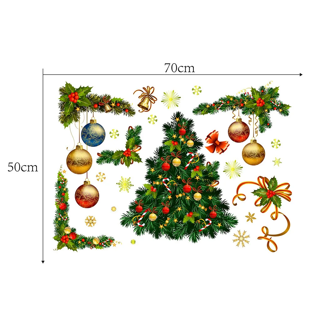 

Christmas new gold christmas ball Christmas tree glass window living room bedroom environmental protection wall stickers