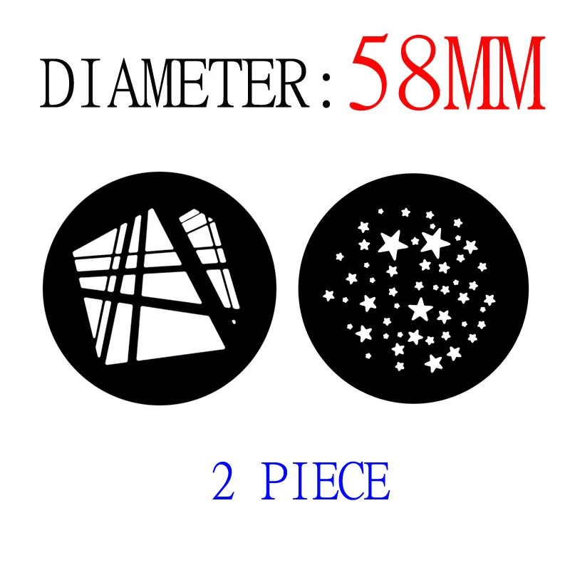 

2PC Gobo Optical Spot Conical Snoot Slider Graphics Universal DIY Background Light Effect Pattern Beam Cards CD50 T10