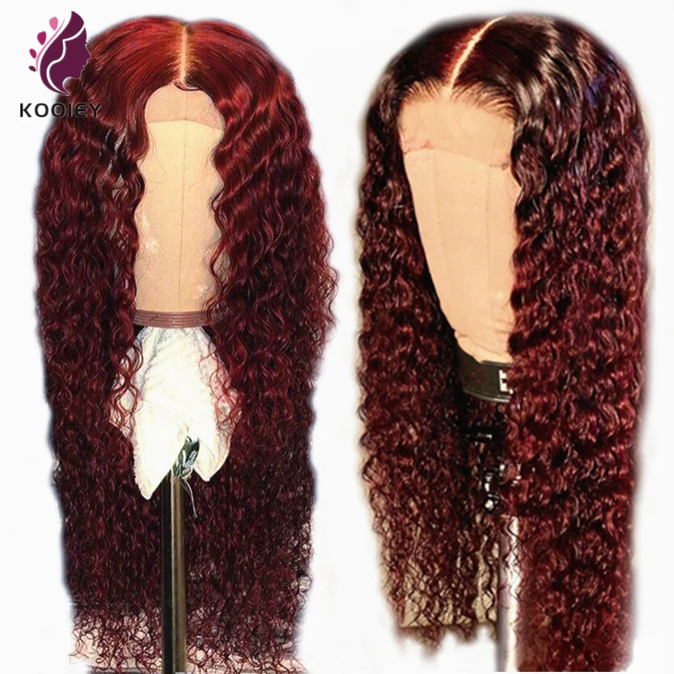 

Влажная волна 13x6x1 глубокая часть бордовые кружевные передние человеческие волосы парики Омбре 99J бразильские волнистые волосы Remy безклеев...