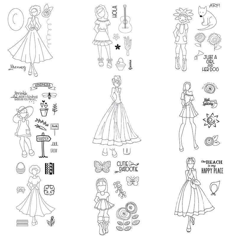 

Модные тихие пикантные живые прозрачные силиконовые штампы для девушек Скрапбукинг Ремесло Декор фотоальбом тиснение открытки прозрачные...