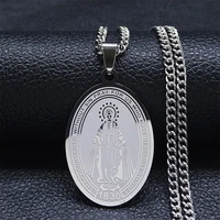 catholic virgin stainless%c2%a0steel religious cross%c2%a0necklace chain oval silver color necklace pendants%c2%a0jewelry cadenas mujer n2294s0
