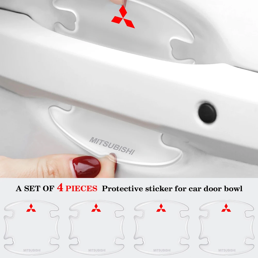 4 шт. прозрачная Резиновая Защитная пленка на дверную ручку автомобиля Mitsubishi Asx