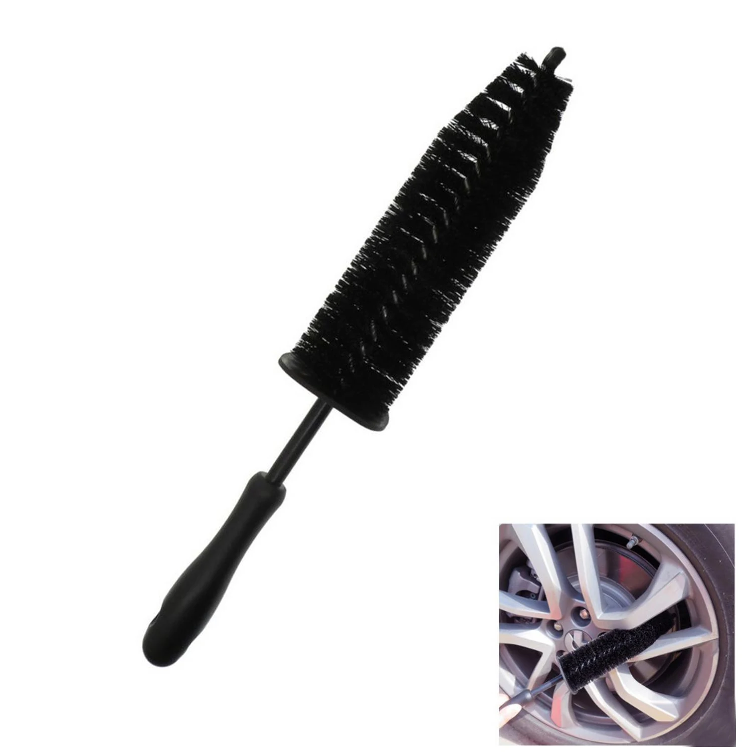 Auto Rim Scrubber Car Tire Rim Brush Vehicle Wheel Hub Wash Brush Polyester Plastic Rim Detailing Brush Car Cleaning Tool