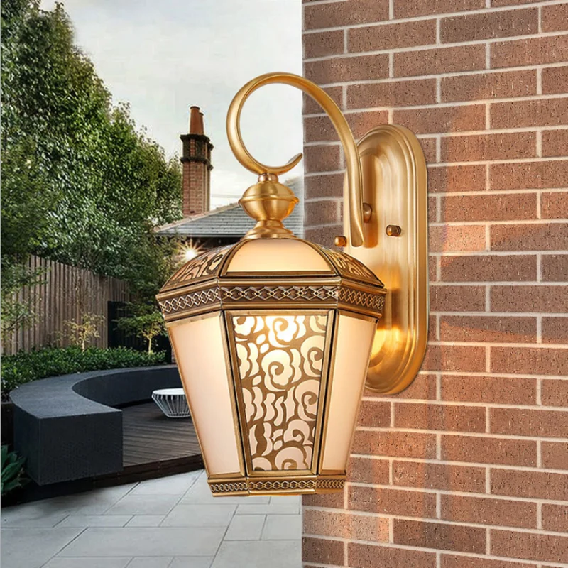 outdoor wall light europe villa retro sconce lamp E27 waterproof exterior garden doorway light vintage porch lamp copper