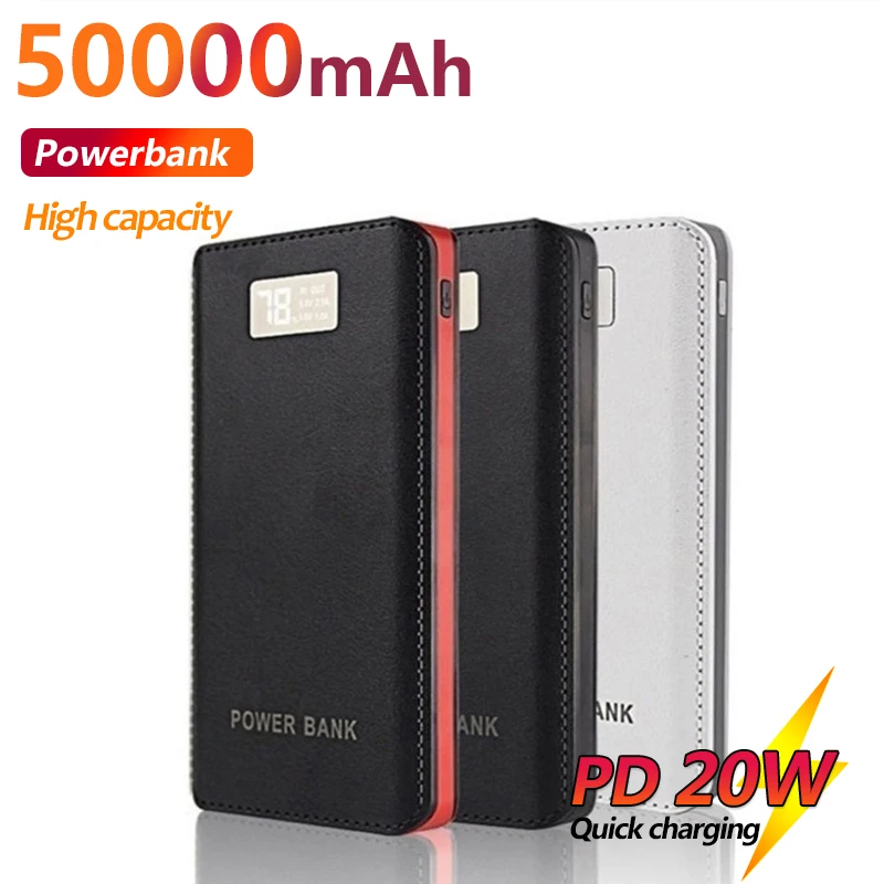 

Portable 50000mAh Power Bank Charger Digital Display LED Light Four USB External Battery Fast Charging for IPhone Xiaomi Samsung