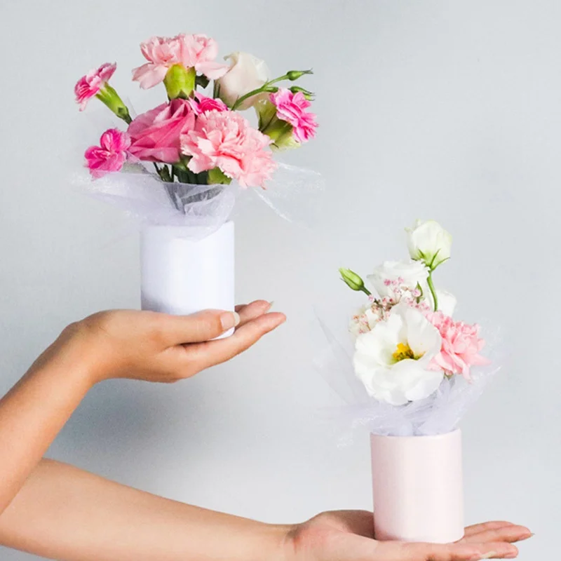 Мини цветок оберточной Круглый бумажный коробка упаковка чехол Hug ведро