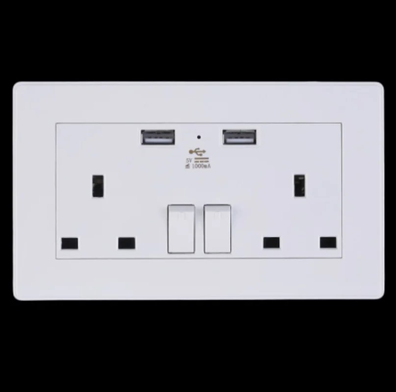 Электрическая панельная настенная розетка 86*86 мм Великобритания Гонконг 250 В 13 а