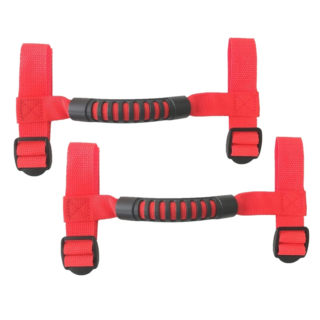 

Pair Anti-slip Front & Rear Grab Handles Roll Bar Grip Handle & Pull Strap Fit for Jeep Wrangler