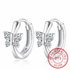 Милые серьги-кольца с бабочкой из стерлингового серебра 925 пробы, маленькие круглые серьги-кольца для женщин, детей, девочек, детей