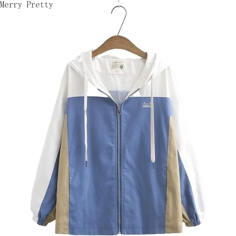 

Letter Embroidery Zipper Jacket With Pockets For Women Patchwork Hit Color Coat 2020 Women's Spring Jacket Casaco Feminino