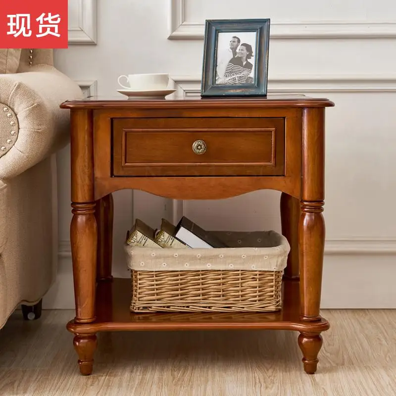 American Solid Wood Side Corner Living Room Sofa Cabinet Simple Table Bedside Locker Walnut Small Coffee |