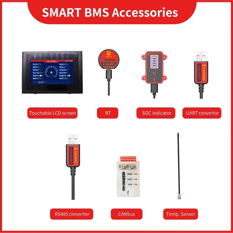 Смарт-аксессуары BMS Bluetooth USB к UART RS485 кабелю плата питания CANbus сенсорный ЖК-экран
