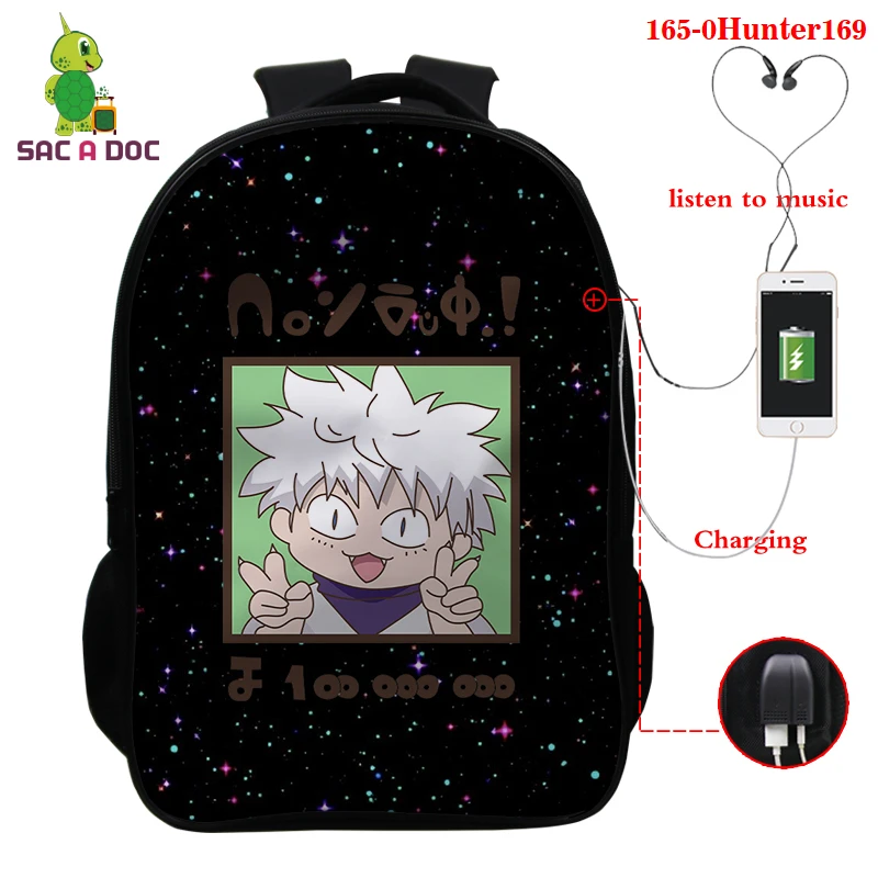 HUNTERxHUNTER Canvas Schoolbags for Teenage Boys Girls Women Backpacks Laptop Anime School Bags Travel Bagpack Mochila Escolar elviswords fruit pineapple printed school backpacks for student children girls laptop rucksacks travel bags women mochila