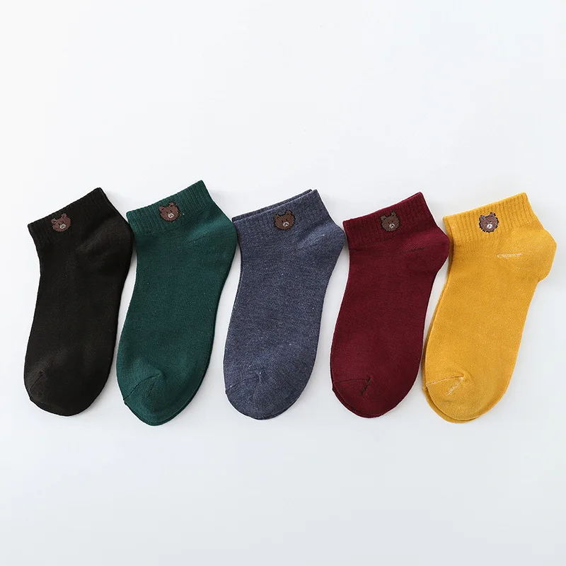 5 пар/лот женские носки ярких цветов носки-башмачки с изображением маленьких