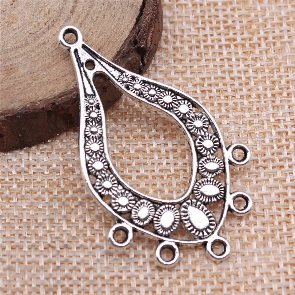 

WYSIWYG 4 шт. 47x29 мм в форме капли пористые серьги разъем для изготовления ювелирных изделий античный серебряный цвет аксессуары для серег