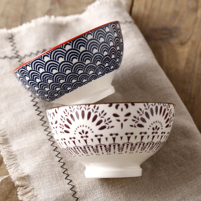 Посуда из керамики с принтом в скандинавском стиле японская креативная посуда