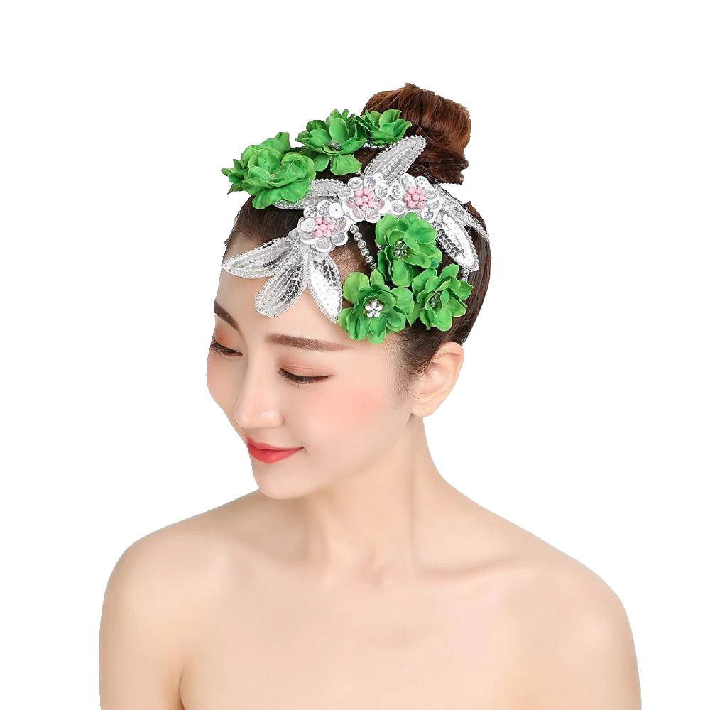 

Flower Headdress Costume Dance Flower Sequins Girls Hair Yangko Dance Fower accessoriesAccessories