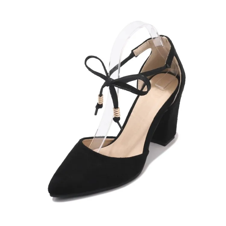 Женские туфли на высоком каблуке лодочки шнуровке с низким каблуком большие