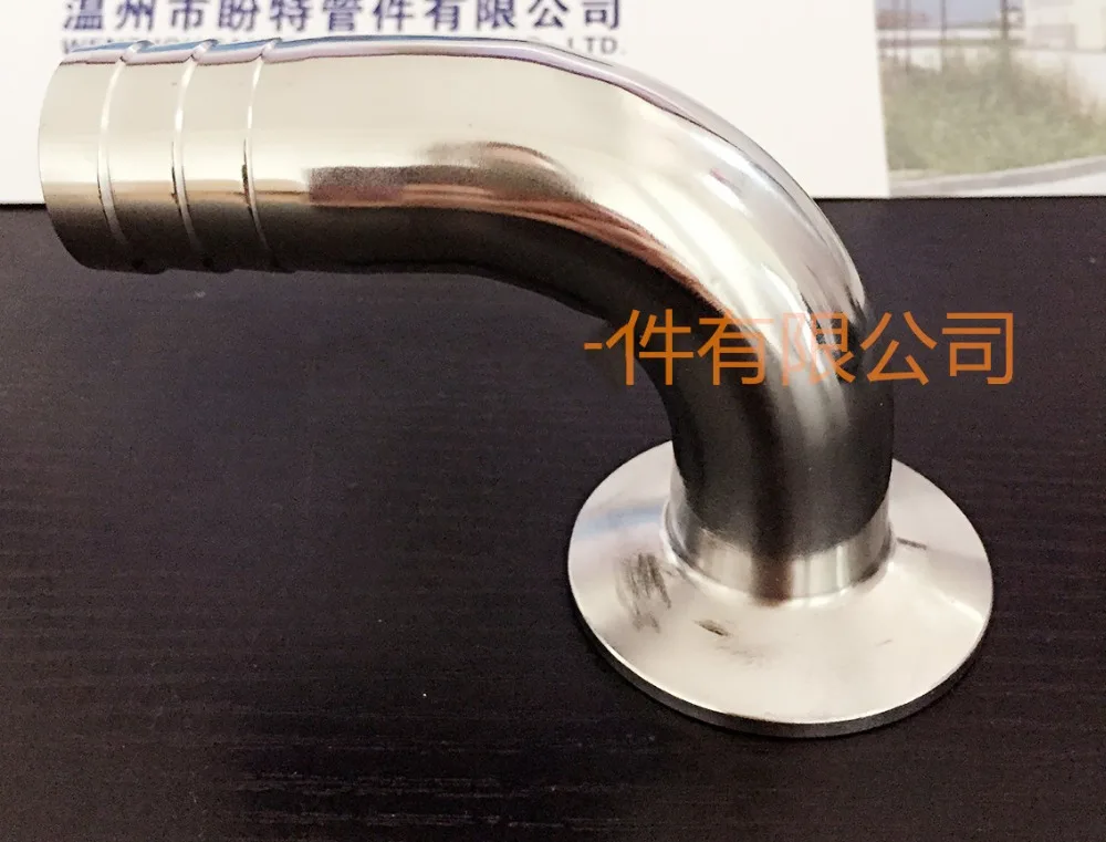 

Free shipping 1.5" Tri Clamp X 25mm OD Hose Barb with 90* Bend, Sanitary Pipe fittings