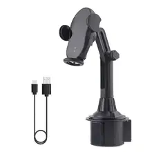 Universal Car Qi 15W Wireless Charger Cup Mobile Phone Holder in Car Mount Automatic Infrared Smart Sensor Clamping Mount