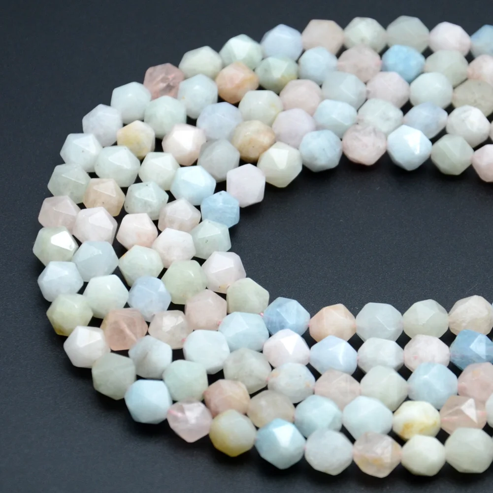 

8/10mm Faceted Morganite Natural Stone Beads Loose Spacer Beads For Jewelry Making Diy Necklace Bracelet Accessories Handmade