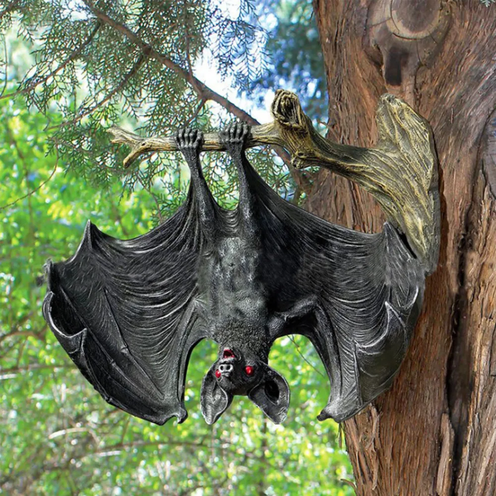 Colgante de &aacute;rbol de pared de murci&eacute;lago al rev&eacute;s, figurita de Animal en resina ornamento para exteriores, para Halloween, ambiente interesante, decoraci&oacute;n de jard&iacute;n-4