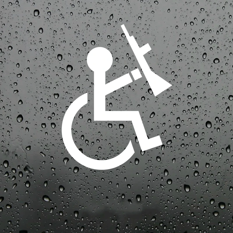 

Handicapped Rifle Car Sticker Car Decoration Cover Scratched Personality PVC Waterproof Car Decal Black/white, 20cm*15cm