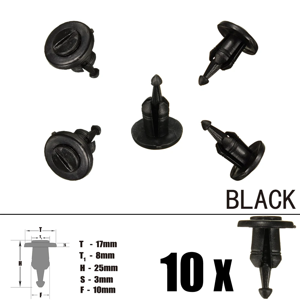 

10x 10mm Dia Black Plastic Car Push Pin Rivet Fasteners Trim Clips Panel Bumper For Renault Clio Laguna Megane Espace 7703072360