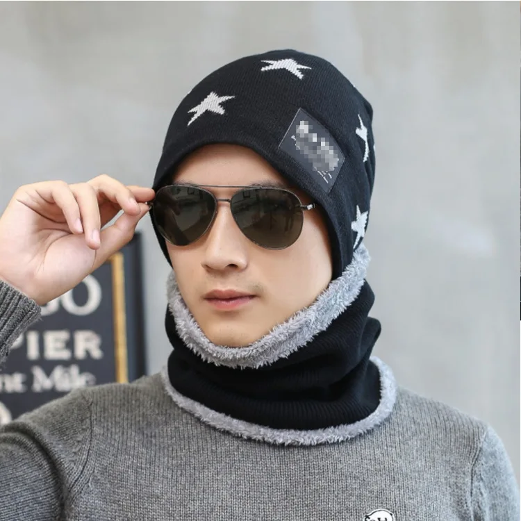 hats for child New male set cap five-pointed star woolen Autumn winter warm knit parent-child hat | Аксессуары для одежды