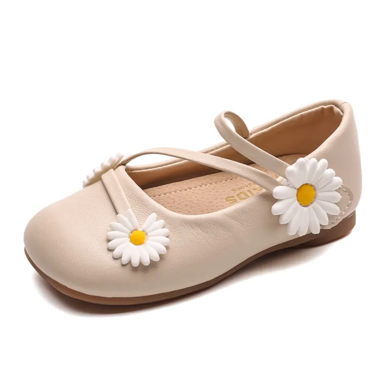 

Little Girls Shoes Kids Flats With Daisy Flowers Princess Comfortable Soft Leather Shoes For Kindergarten Children Autumn 2021
