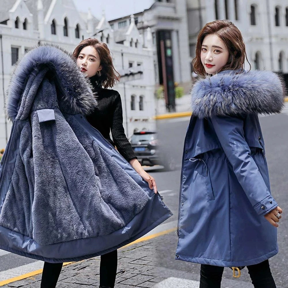 Women's Winter Parka Cotton-Padded For Female Autumn Warm Jacket Medium Coat With Hooded